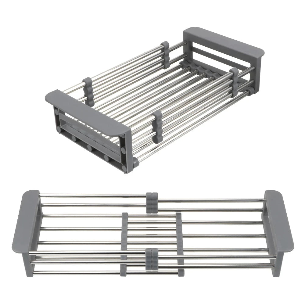 Over the Sink Dish Drainer Rack Kitchen Water Basket Kitchen Fruit Rack Vegetables Storage Holders Dish Drying Rack