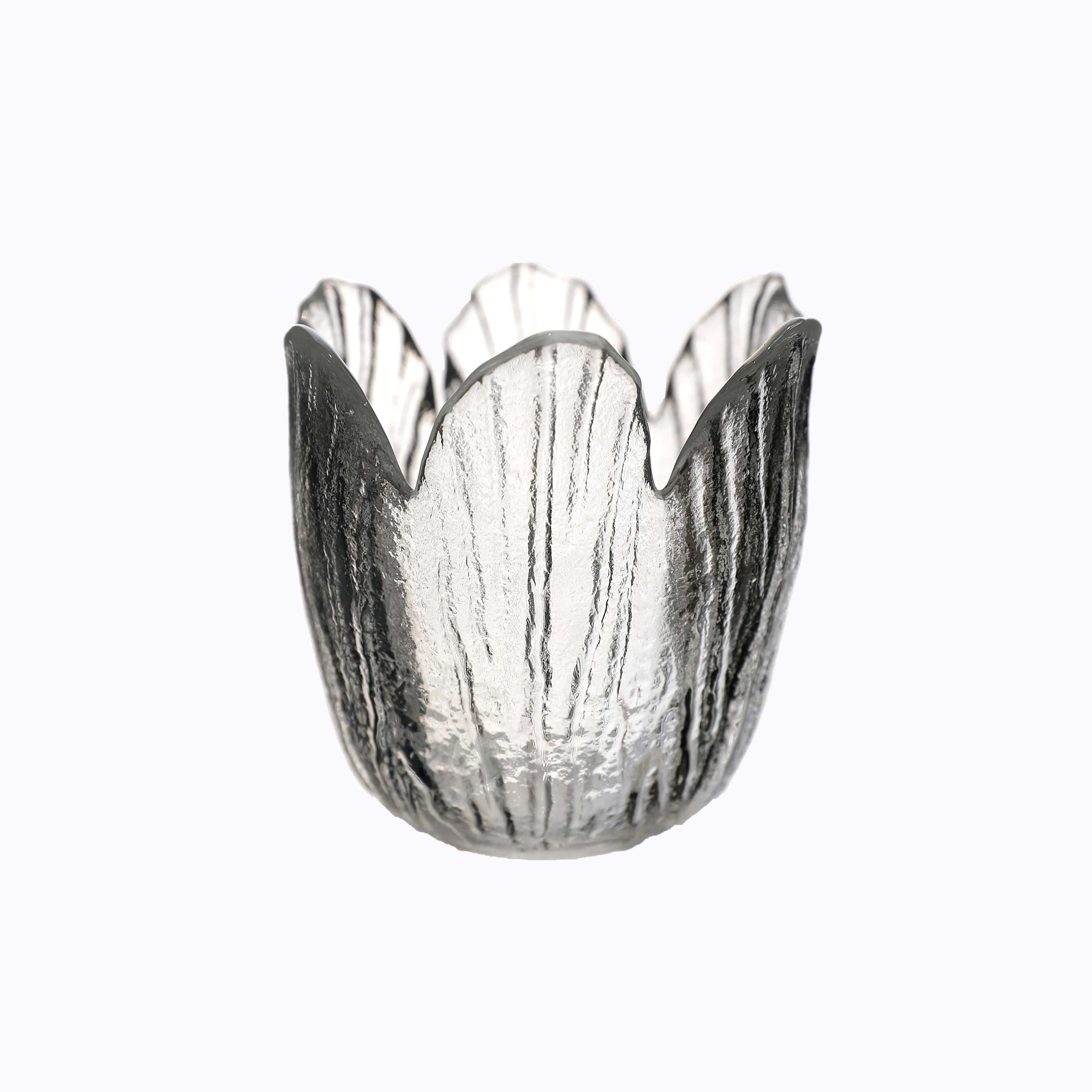Custom Clear Flower Shaped Tealight Glass Candle Jars Candle Holders for Home Hotel Restaurant Weddings