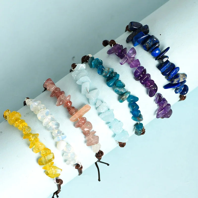 New Arrivals Cheap Crystal Jewelry Natural Citrine Chips Gravel Leather Rope Bracelet