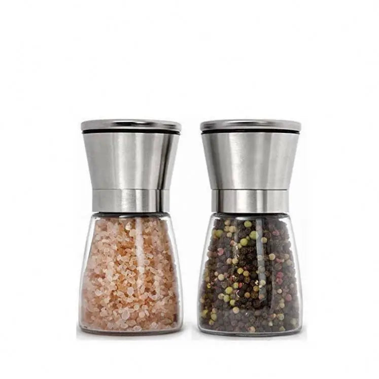 Manual Spice Salt Pepper Mill Damp Proof Glass Stainless Steel Spice Grind Salt Pepper Grinder