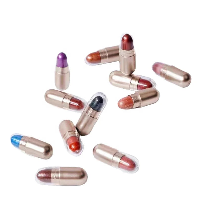 New 12 Colors Glitter Eyeshadow Stick Pen Makeup Set Smoky Eye Shadow Pencil Crayon Waterproof Eye Glitter Eyeshadow Stick Set