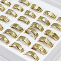 8mm Golden Fashion Jewelry Unisex Stainless Steel Finger Ring 36PCs/Box 1518338