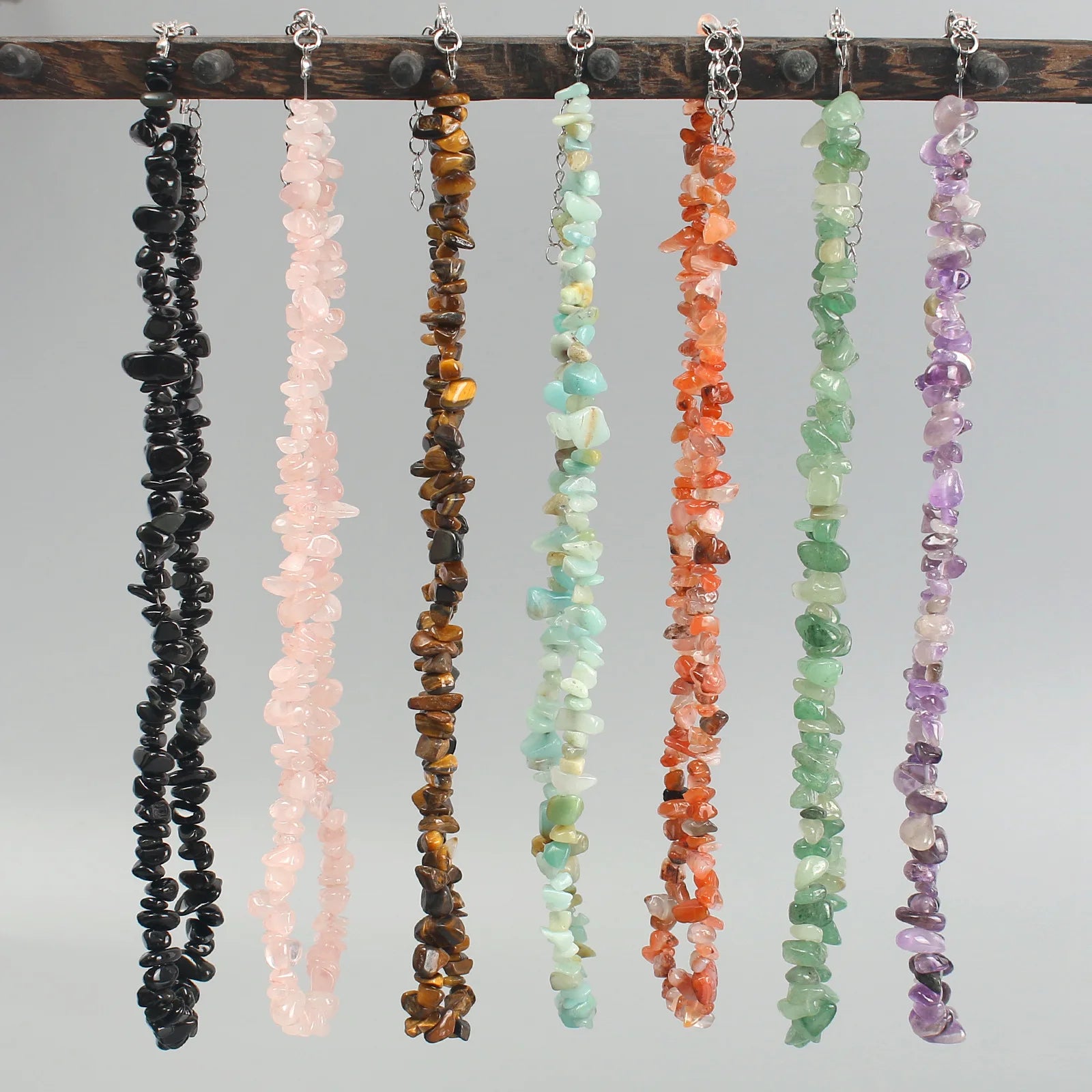 Dainty Stainless Steel Lobster Clasp Natural Gemstone Healing Crystal Chips Necklace Energy Jewelry Women Gifts