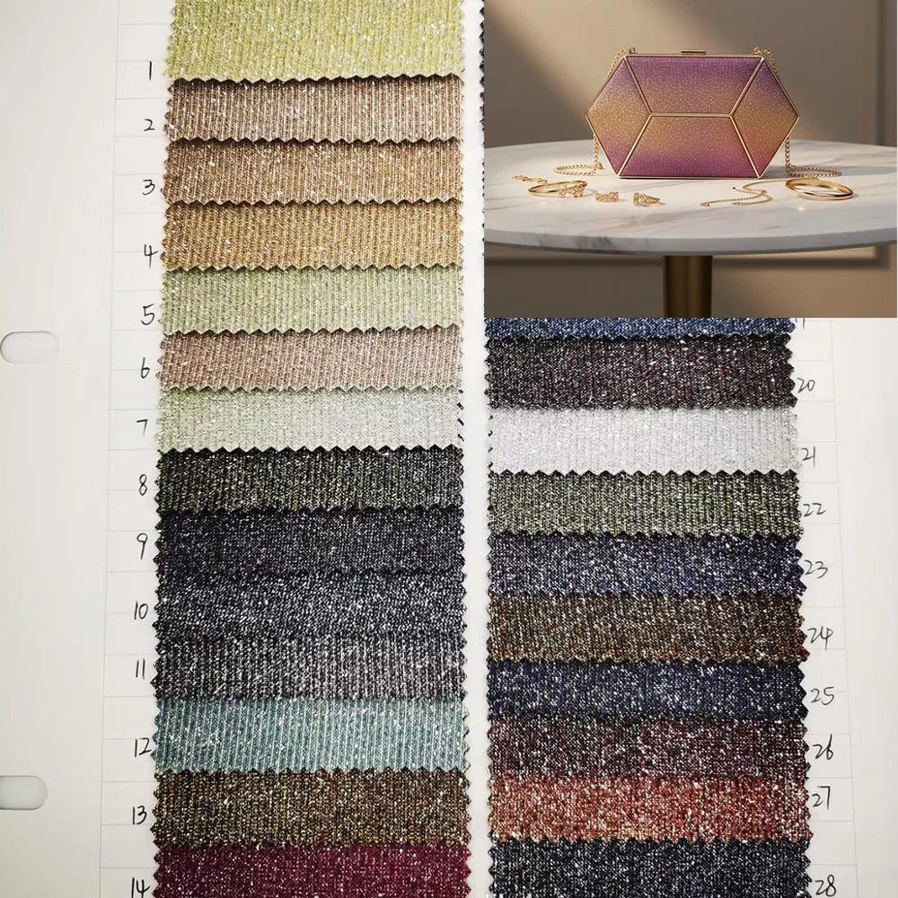 Rose Gold Waterproof PU Leatherette Glitter Fabric Sheets with Knitted Backing for Shoes & Bags