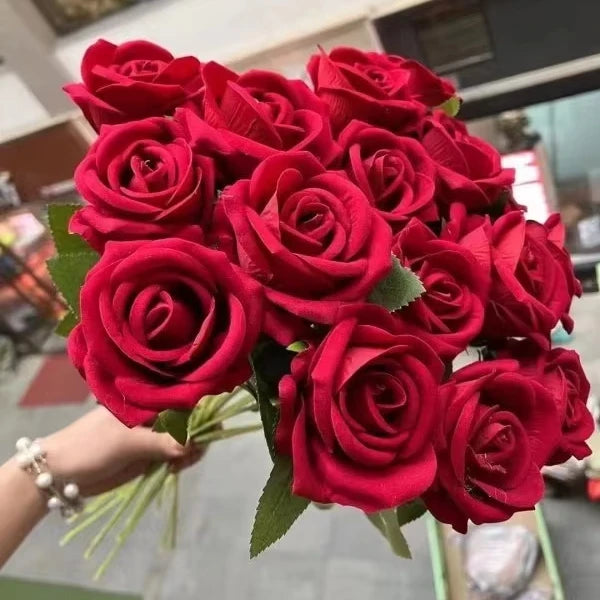 DKB Factory Wholesale Artificial Roses Red Blue Purple Custom Wholesale Bulk Real Touch Red Silk Artificial Rose