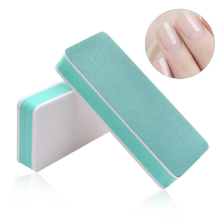 Double-sided Nail Buffer Green Sponge Nail Polish Sanding Buffer Strips Nail File Manicure Tools
