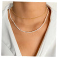 New Trendy Multilayer Elegant Pearl Necklaces Gold Metal Chain Boho Choker Pearl Bead Pendant Necklace for Women