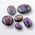 Wholesale Natural Quartz Gemstone Crystal Worry-free Stone Bright Purple Labradorite Palm Stone for Relax Your Mind