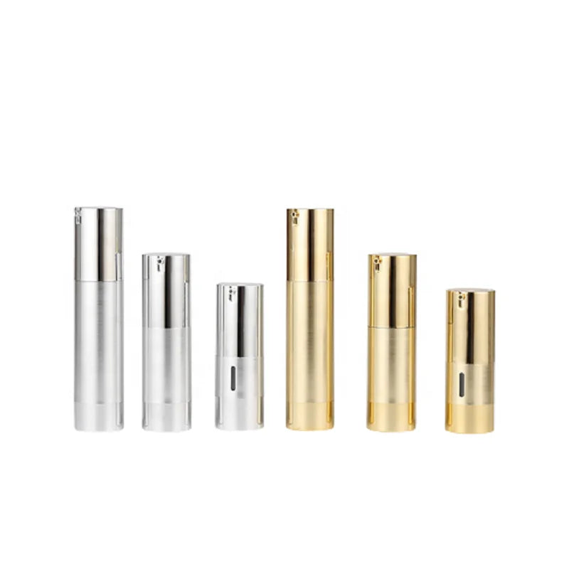 Luxury Airless Pump Bottle Shiny Brushed Gold Metal Serum Vacuum Container U-Type Skincare 15ML 30ML 50ML Airless Lotion Bottles