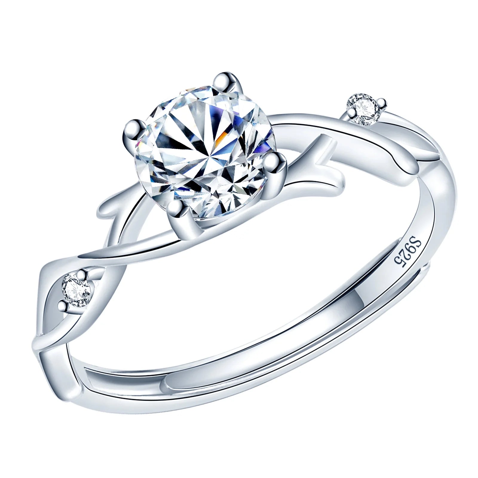 Wholesale S925 Sterling Silver Square Diamond Ring Rhodium Plated Korea Jewelry Findings for Weddings and Parties