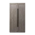 Large-Capacity Double-Door Solid Wood Storage Wardrobe (Distressed Grey Oak)