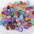 2025 Crystal Wholesale Glass Explosion Beads Two-color Round Cracked Colorful Beads Broken Flower Beads