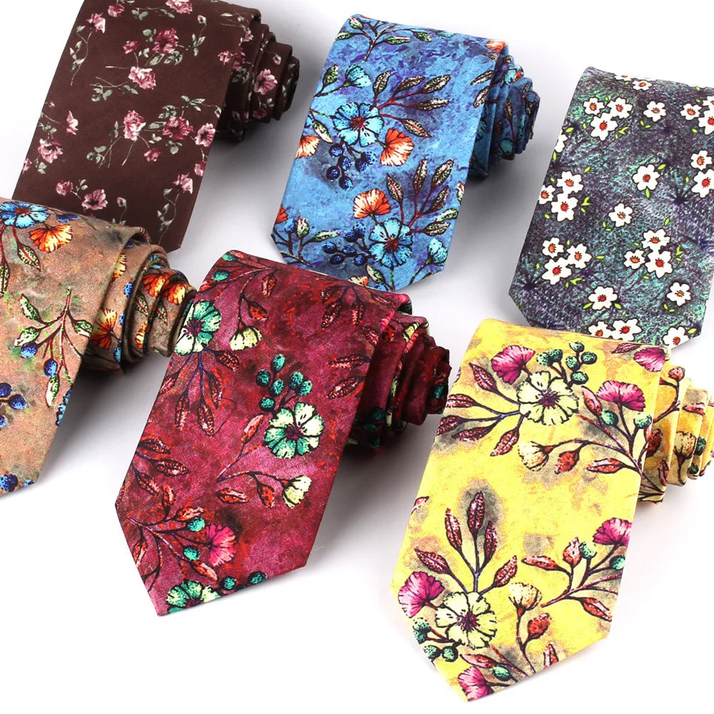 Vintage Printing Ties Men's Neckties Floral Tie for Wedding Classic Suits Flower Print Neck Ties Cravat