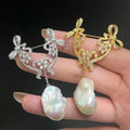 Renaissance Palace Style Brooch Pendant Versatile Natural Freshwater Baroque Pearl Vintage Bow Palace Fine Brooch