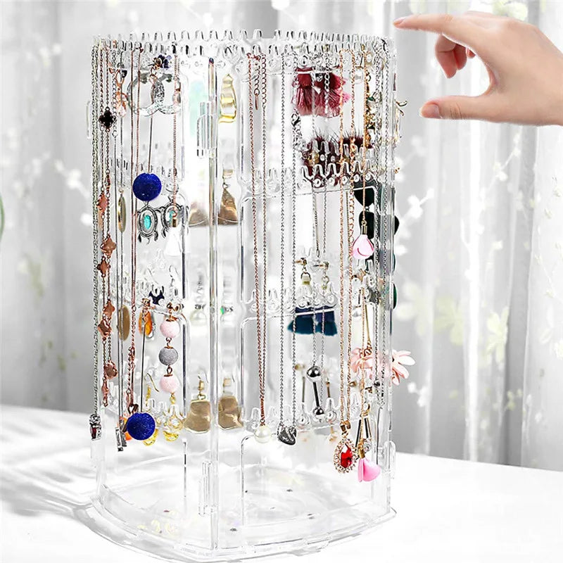 Acrylic Transparent Jewelry Earrings Display Rotating Multi-storey Mall Counter Desktop Earrings Necklace Organizer Organizer