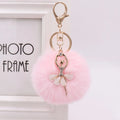 RisingMoon Multicolor Crystal Diamond Ballet Girl Charm Keyring Rhinestone Dance Angel Pom Pom Keychains