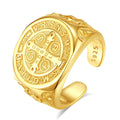 Unique 925 Sterling Silver & 18K Gold Plated Saint Benedict Medal Open Design Religious Jewelry for Weddings Devotees' Favourite