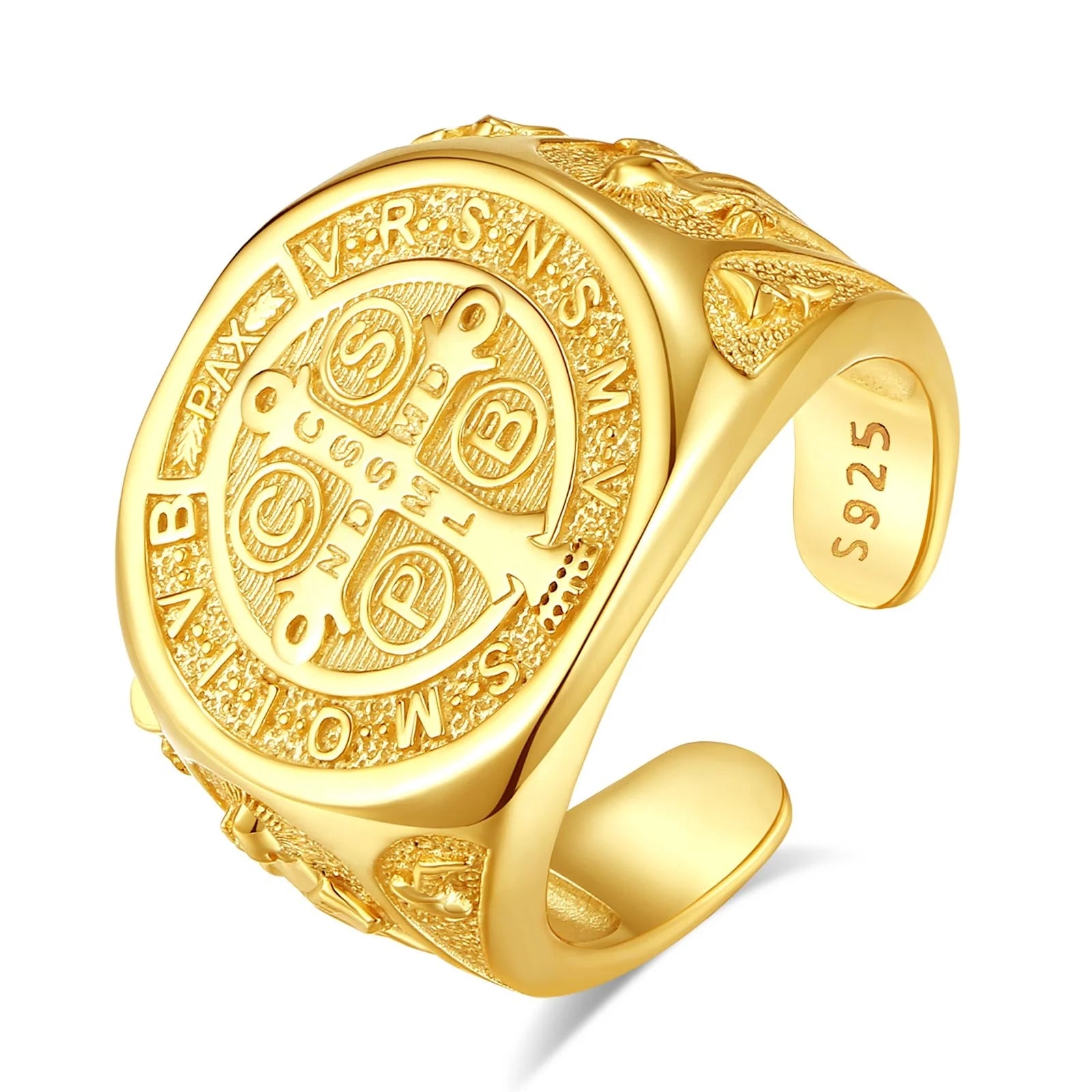 Unique 925 Sterling Silver & 18K Gold Plated Saint Benedict Medal Open Design Religious Jewelry for Weddings Devotees' Favourite