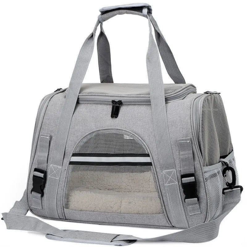 Fashionable Foldable Pet Travel Bag for Dogs and Cats Breathable Fabric and Nylon Zipper Closure for Small Animal Tote
