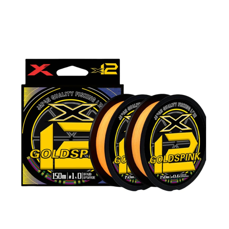 X12 Strands Braided PE Fishing Wire 150M Floating Multifilament Line by GOLDSPINK for Freshwater & Saltwater Lake Fishing Japan