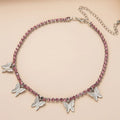 Bohemian Low Price Tennis Chain with Cute  Choker butterfly Rose Gold Necklace for Women China Manufacturer Supplier