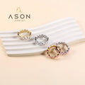 Ason Trend  Fashion Jewelry Color pink Zircon Wedding Ring Diamond 18k Gold Plated Stainless Steel Gem Stone Rings for Women
