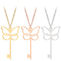 Custom Butterfly Key Name Necklace 18K Gold Plated Stainless Steel Pendant Link Chain Romantic Personalized Jewelry Gift