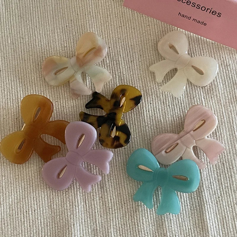 High Quality Acetate Bowknot Hair Pin Bows Solid Color Glossy Clips Colorful Cute Girls France Handmade Barrettes