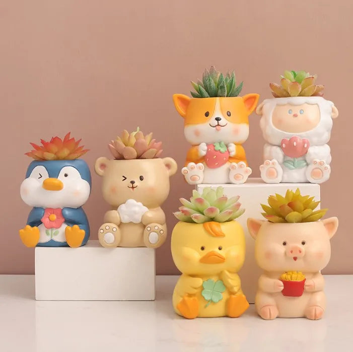 Creative Cartoon Animal Succulent Flowerpot Home Office Succulent Plant Resin Flowerpot