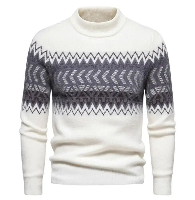 Custom Logo Round Neck Knitted Men's Sweaters Pullover Oversized Pattern Knit Sweater Men Tops