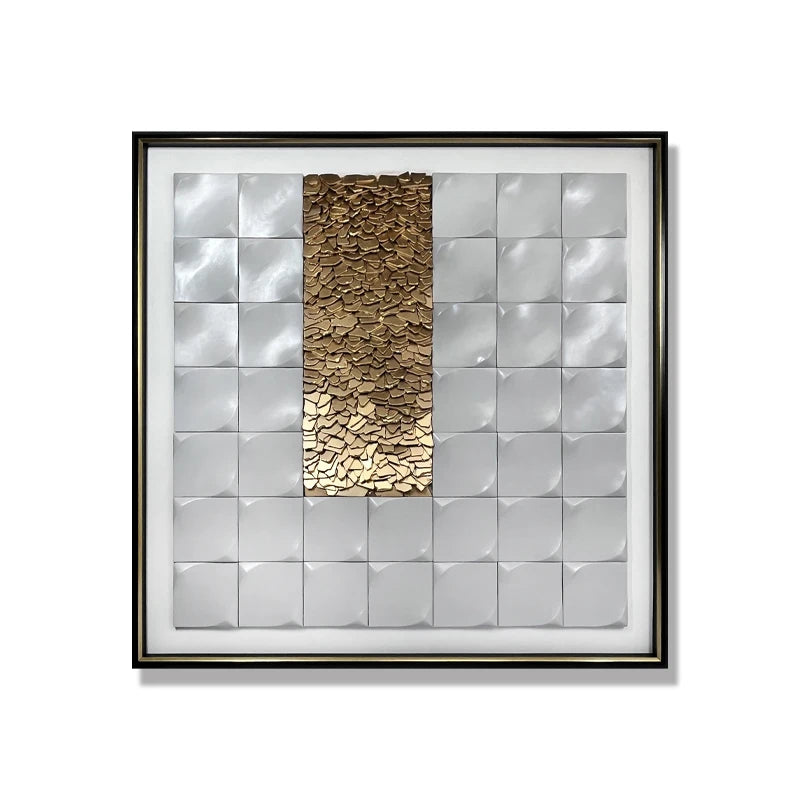 JZ Hotel Decor Framed Mixed Media Art Abstract Geometric Wall Art 3D Mosaic House Painting