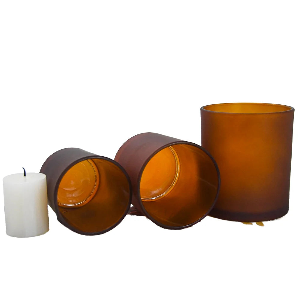 Customized Round Glass Candle Jars with Screen Printing Various Lid Options Colorful Glass Bottles