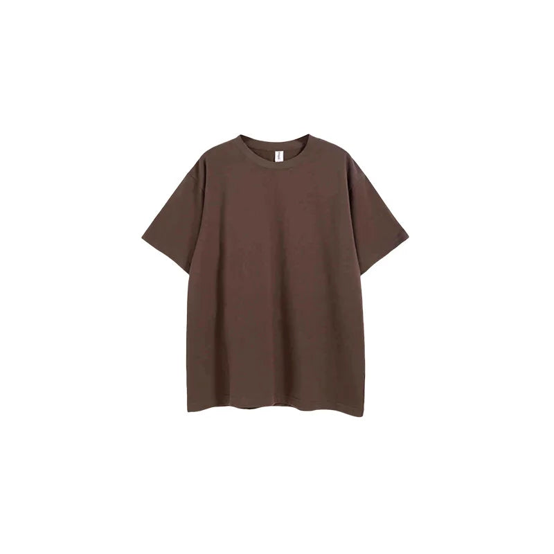260 Grams Plus Size Drop Shoulder 100% Cotton Heavyweight Cotton Tee Crew Neck Short Sleeve Loose Fit Essential Soft Tshirts