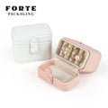 Custom LOGO Good Price Pink White Mini Jewelry Storage Packing Ring Box Organizer Luxury Large Pu Leather Jewelry Box Forte