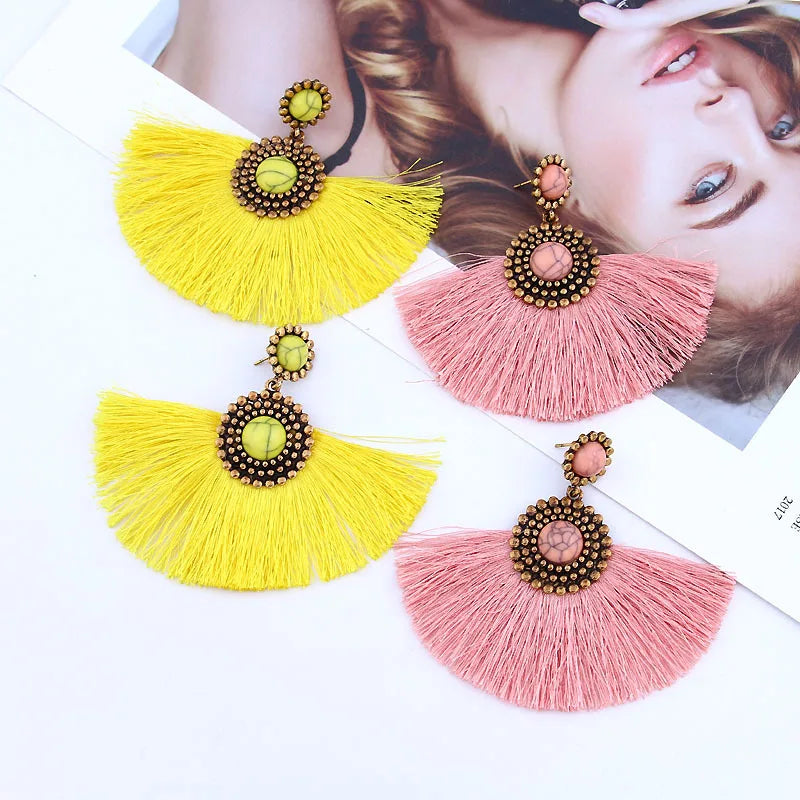 Bohemian Vintage Rhinestone Earrings Handmade Tassel Earrings Wholesale Lady Jewelry