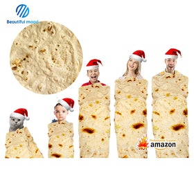 Free Sample Burrito Wrap Circle Shape Novelty Taco Burrito Perfectly Round Tortilla Pancakes Throw Pizza Blanket