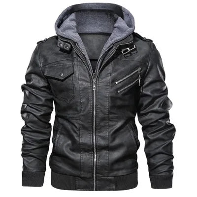 Autumn 2026 European and American Hot Selling Men's PU Leather Jacket Jacket Slim Fit Fleece Thick Jacket