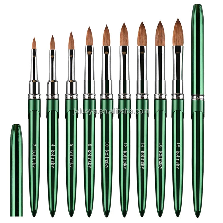 Best for Amazon 12 14 Kolinsky Acrylic Nail Brushes Professional Beauty Metal Handle Metallic Material