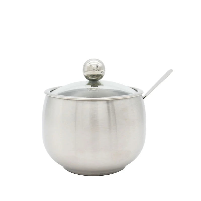 with clear Lid and Spoon Sugar Container Stainless Sugar Bowl Multi Spices Container Kitchen