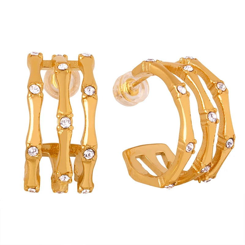 China Manufacturer Wholesale Quality Trendy Brands Stainless Steel 18K Gold Plated Earrings for Women