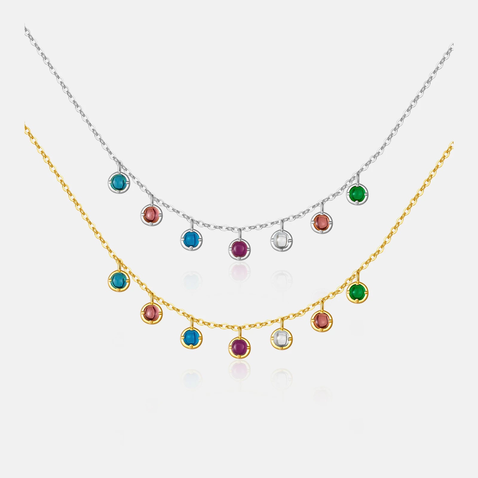 FUAMAY Dainty 925 Sterling Silver Pendant Necklace 18K Gold Plated Simple Rainbow Necklace for Girls