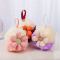 Uni Banner OEM Flower Shape Cute Multi Color Bubble Scented Soap Bath Sponge Ball Bath Massage Child Loofah Sponge Shower Pack