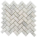 Carrara White Marble Herringbone Marble Mosaic Tile 12"x12"