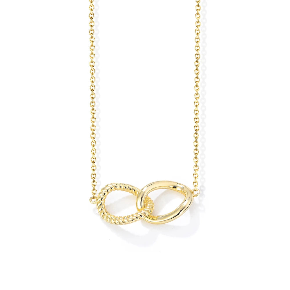 New Trendy Custom Chain Necklace Double Irregular Twisted Shape Pendants Gold Plated Necklace
