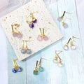 Dainty Silver Gold Bar Gemstone Earrings Rose Quartz Amethyst Natural Stone Earrings Everyday Jewelry