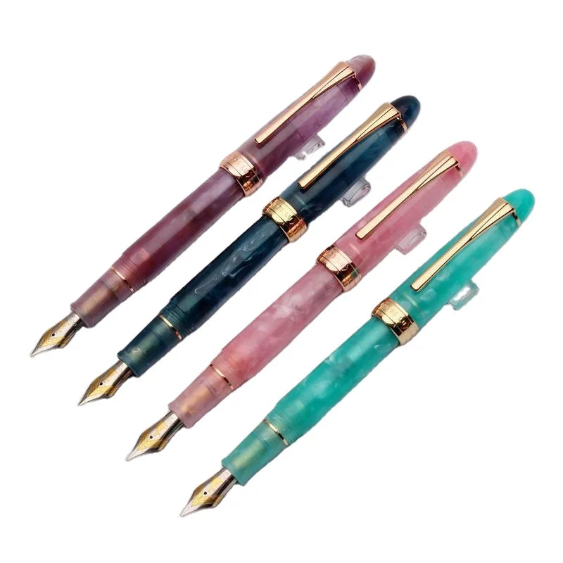Luxurious Torpedo Streamlined Design Full Resin Acrylic Fountain Pen Crushed Healing Quartz Marble Acrylic Ink Fountain Pens