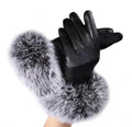 Hot selling custom fashion winter fox fur real leather gloves women