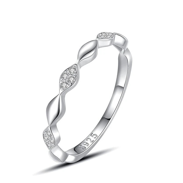 New Fashion 925 Sterling Silver Rhombus Micro Inlay Diamond Index Finger Stacking Ring for Women