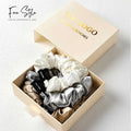 100% Mulberry Silk Pillow case and Scrunchies Oversize Scrunchy Hair Ties Set