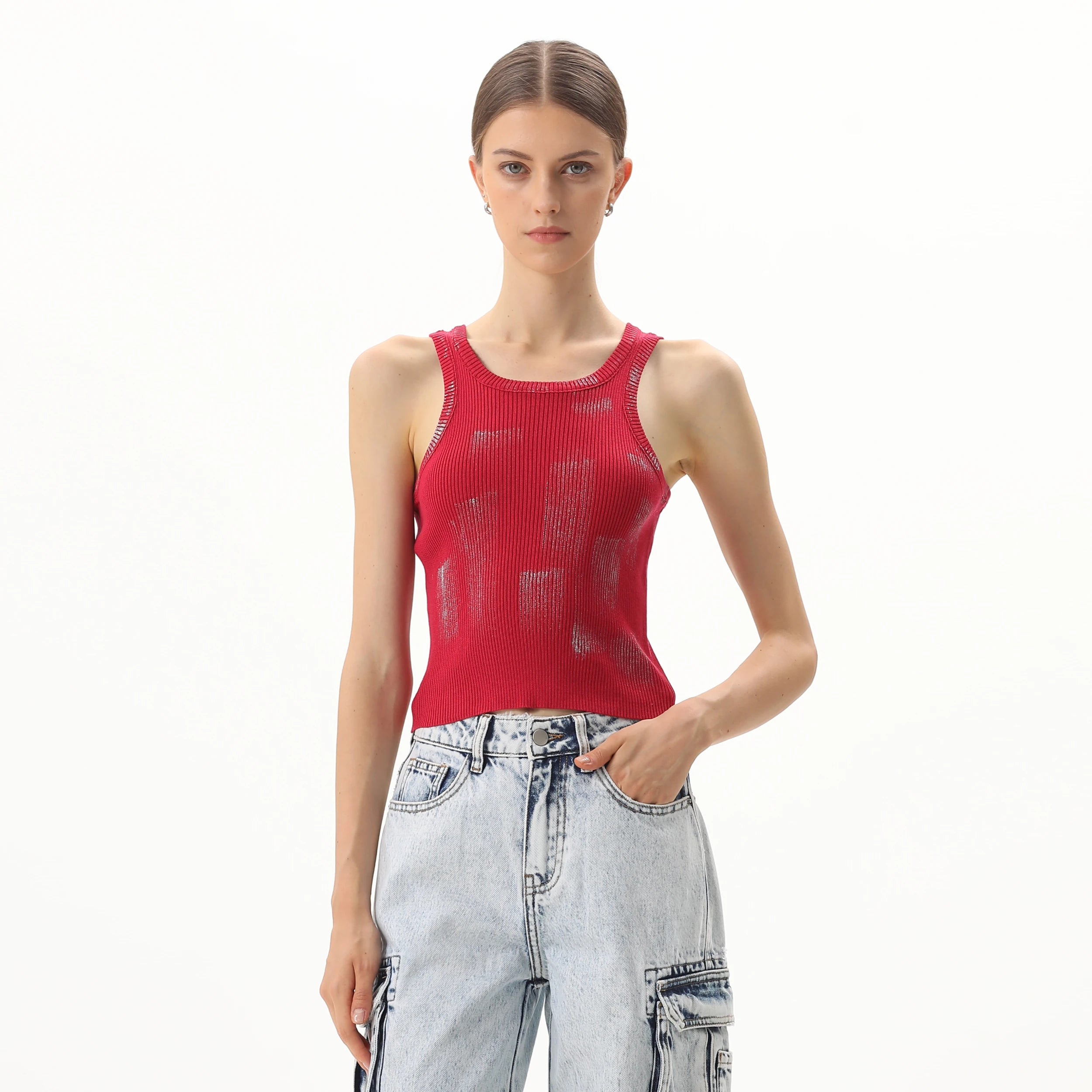 Brand Custom Women's Breathable Knitted Tank Top Solid Casual Workout Crop Shirt with Backless Design Sleeveless Fitness Tops
